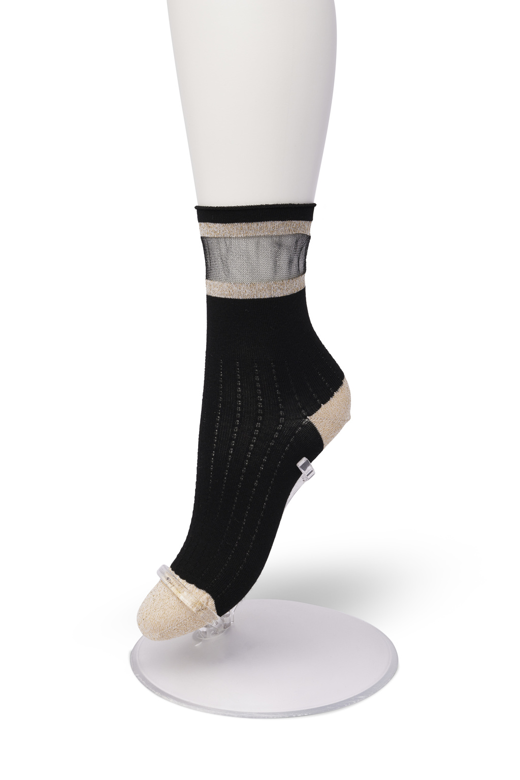 Glittering Two Stripe sock Black gold