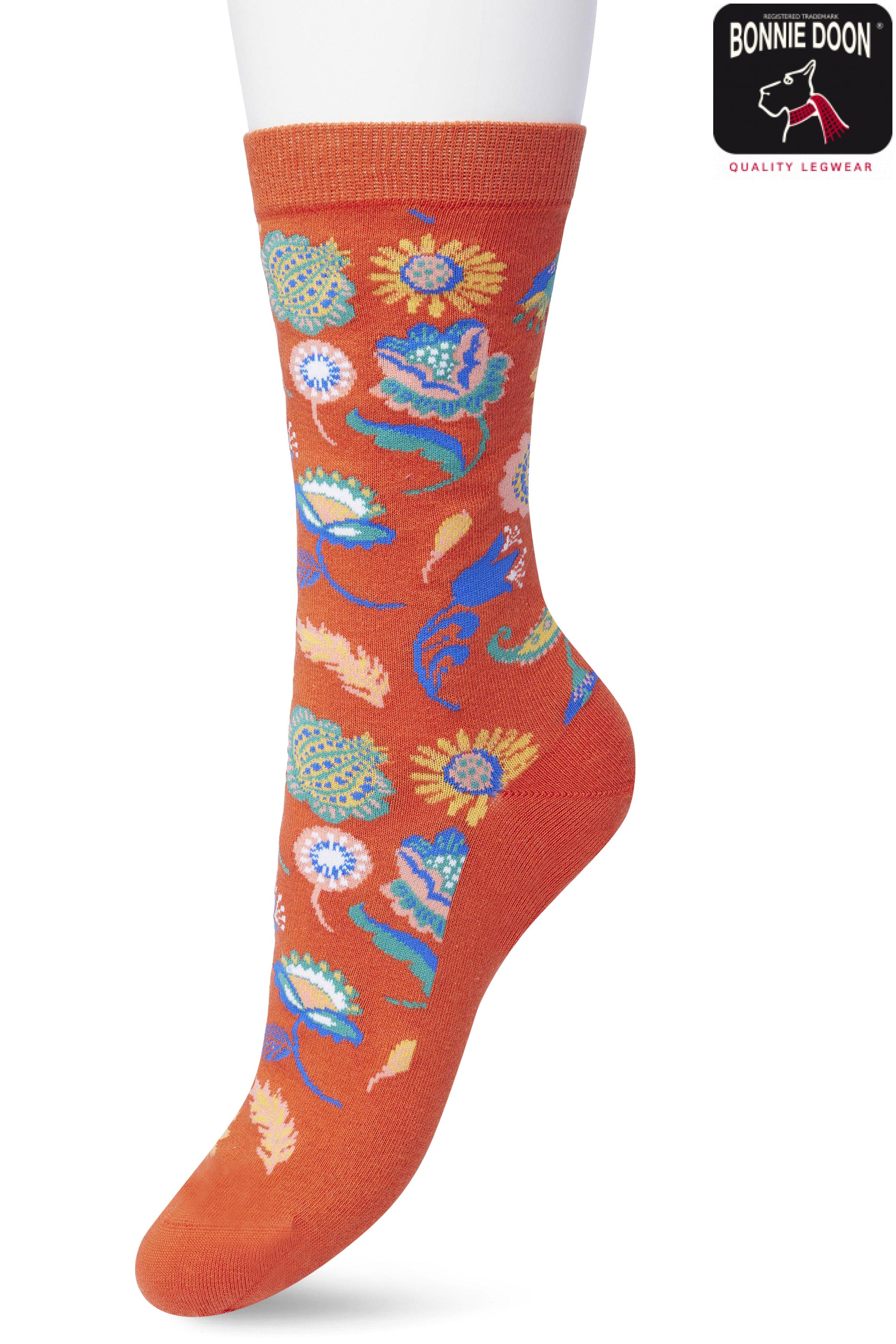 Flower Fantasy sock Burnt sienna