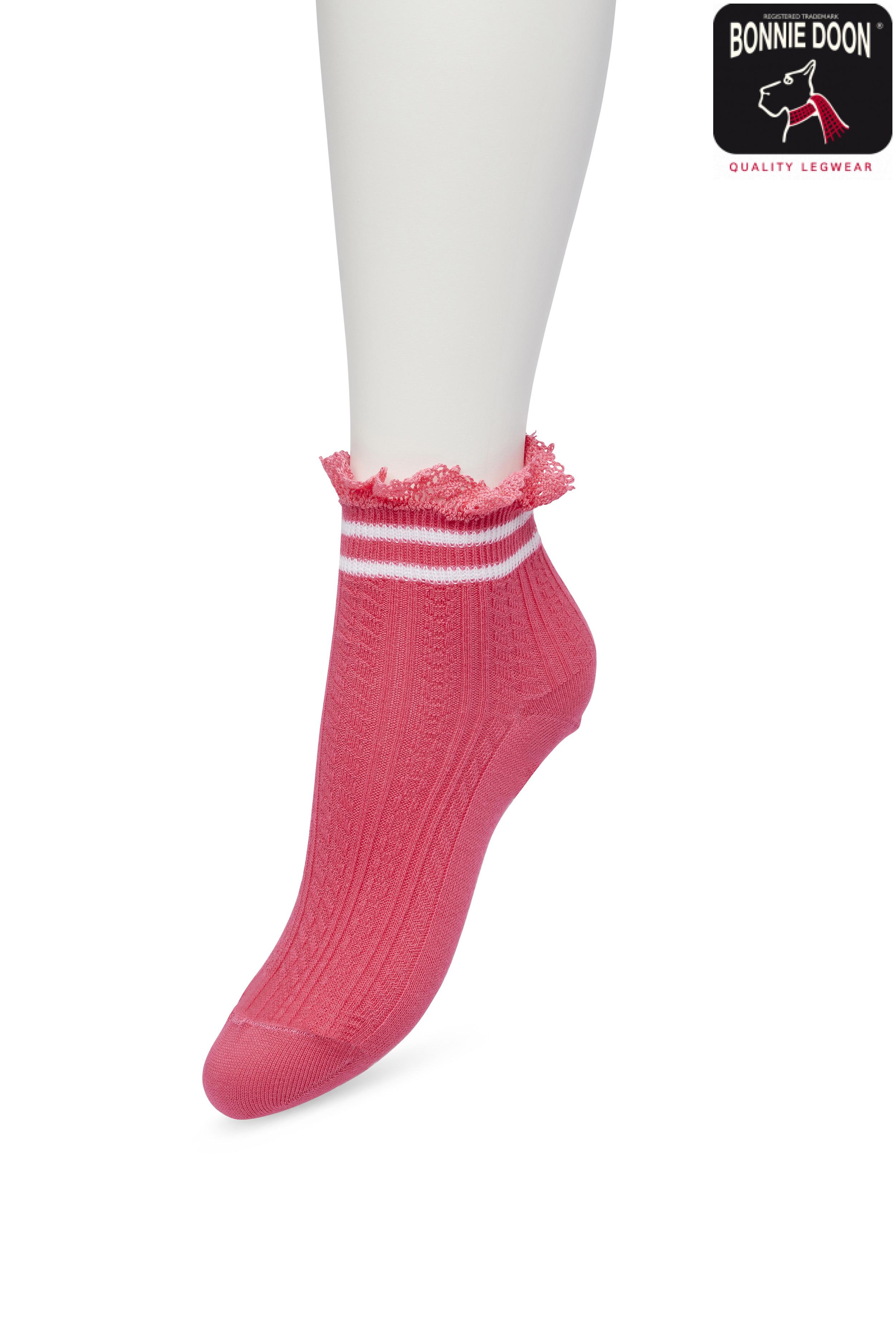 Sporty Lace Quarter Sock Pink lemonade