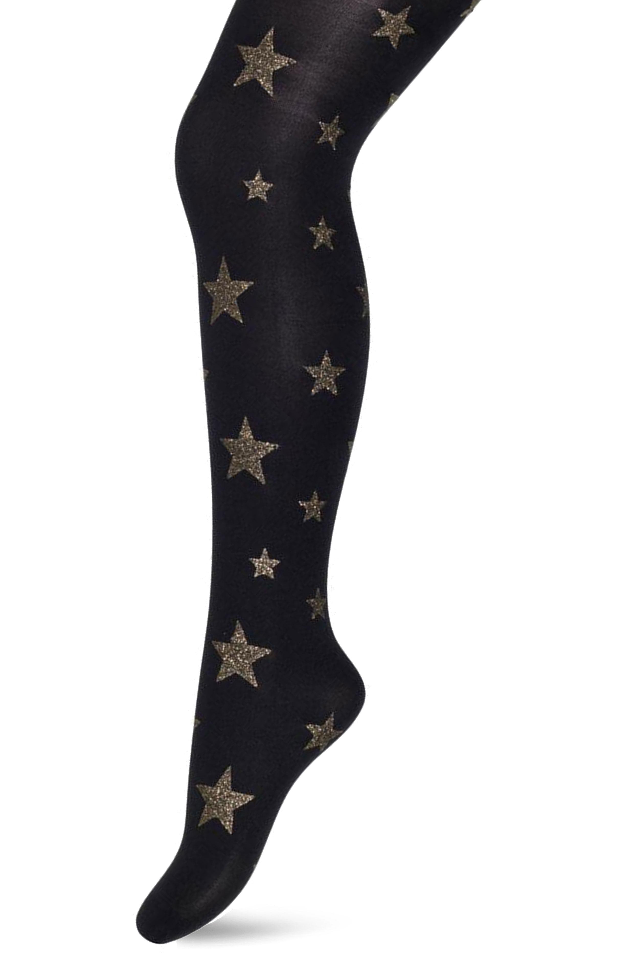 Twinkling stars tights Black gold