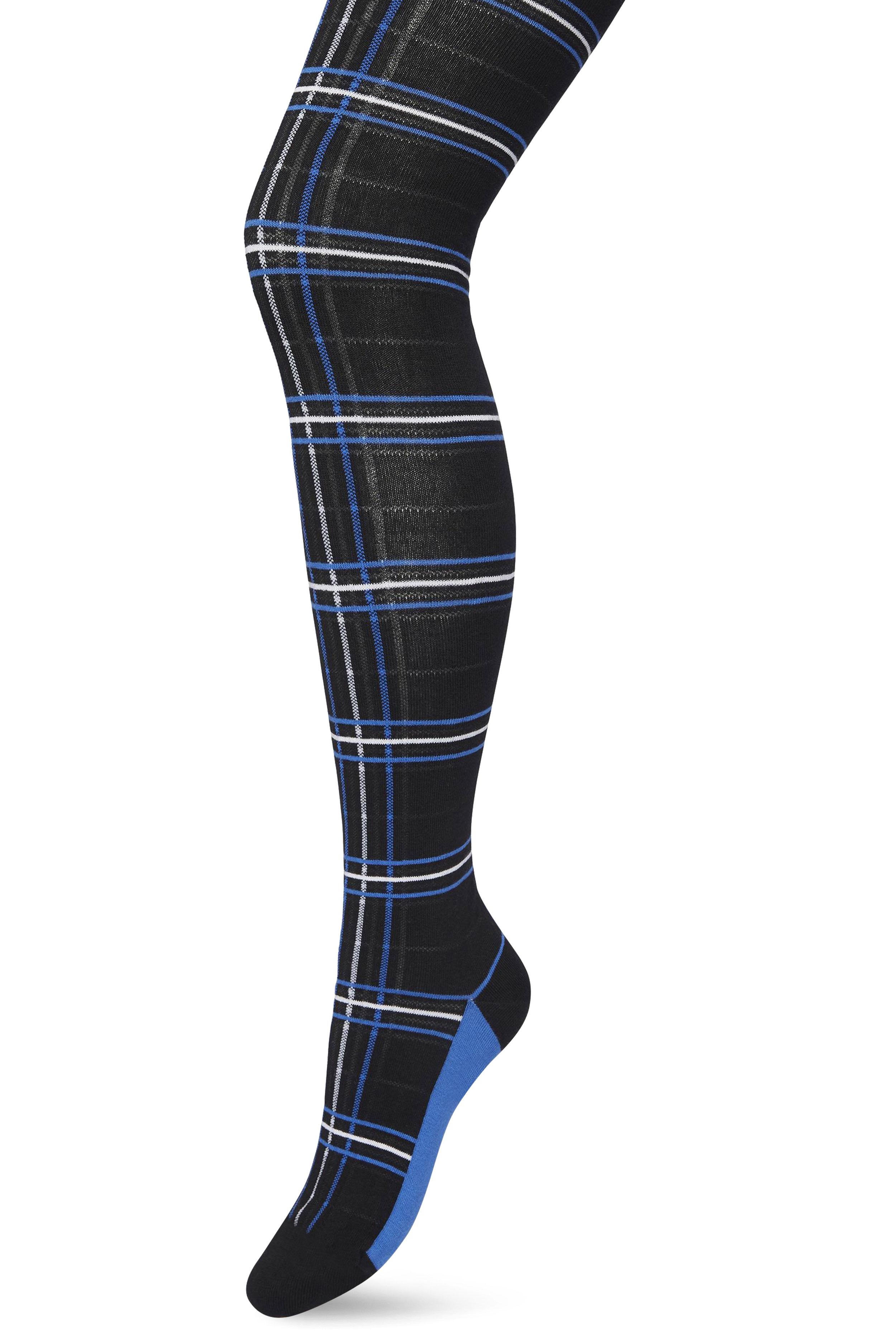 Checks tights Strong blue