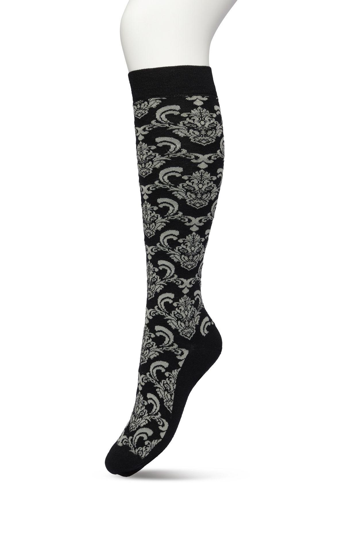 Ornament Knee high Sock Black