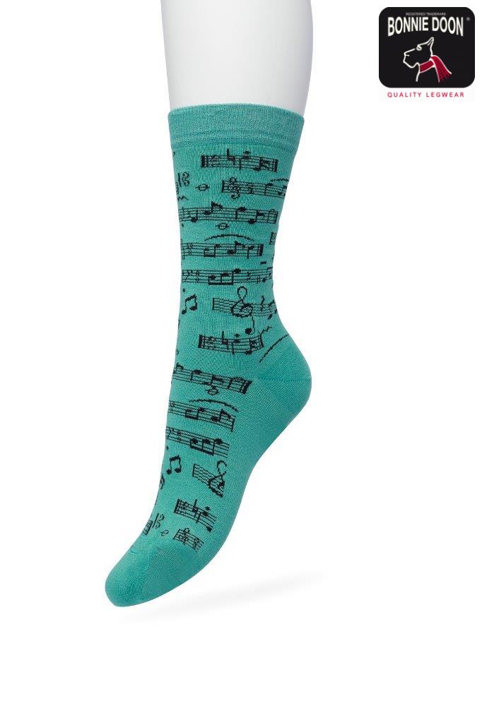 Music Notes  sock Deep sea green