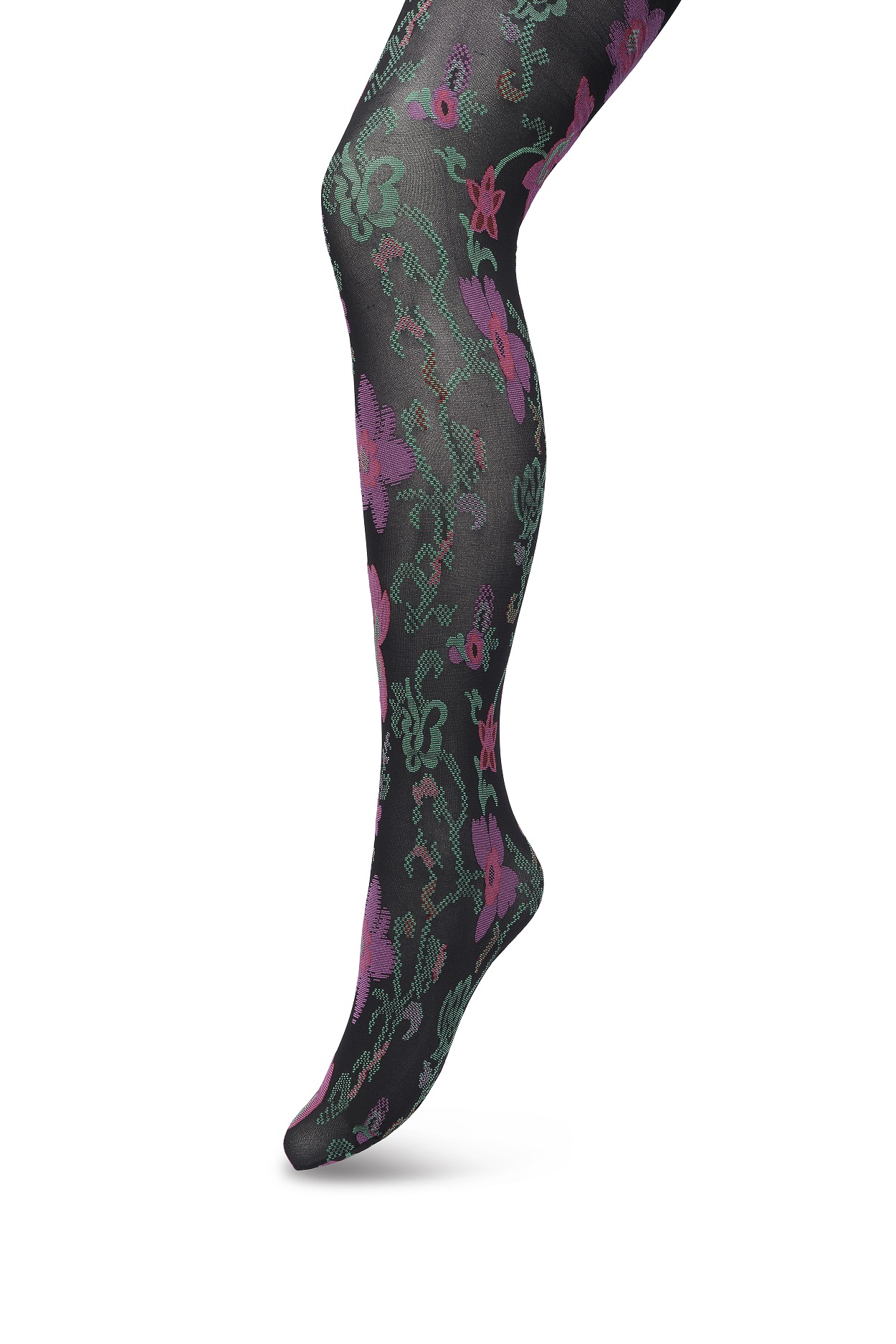 Floral Ornament Tights Black