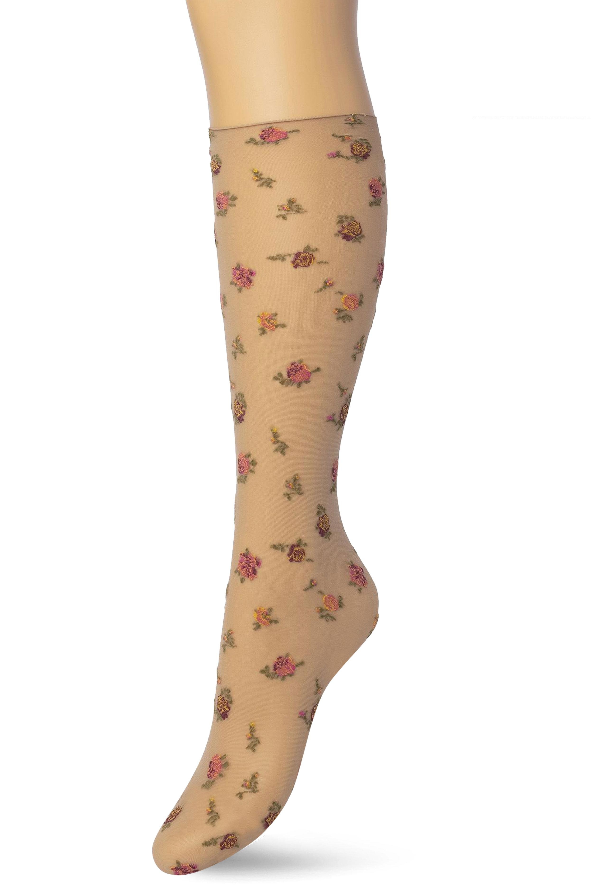 English Flower knee high Bordeaux