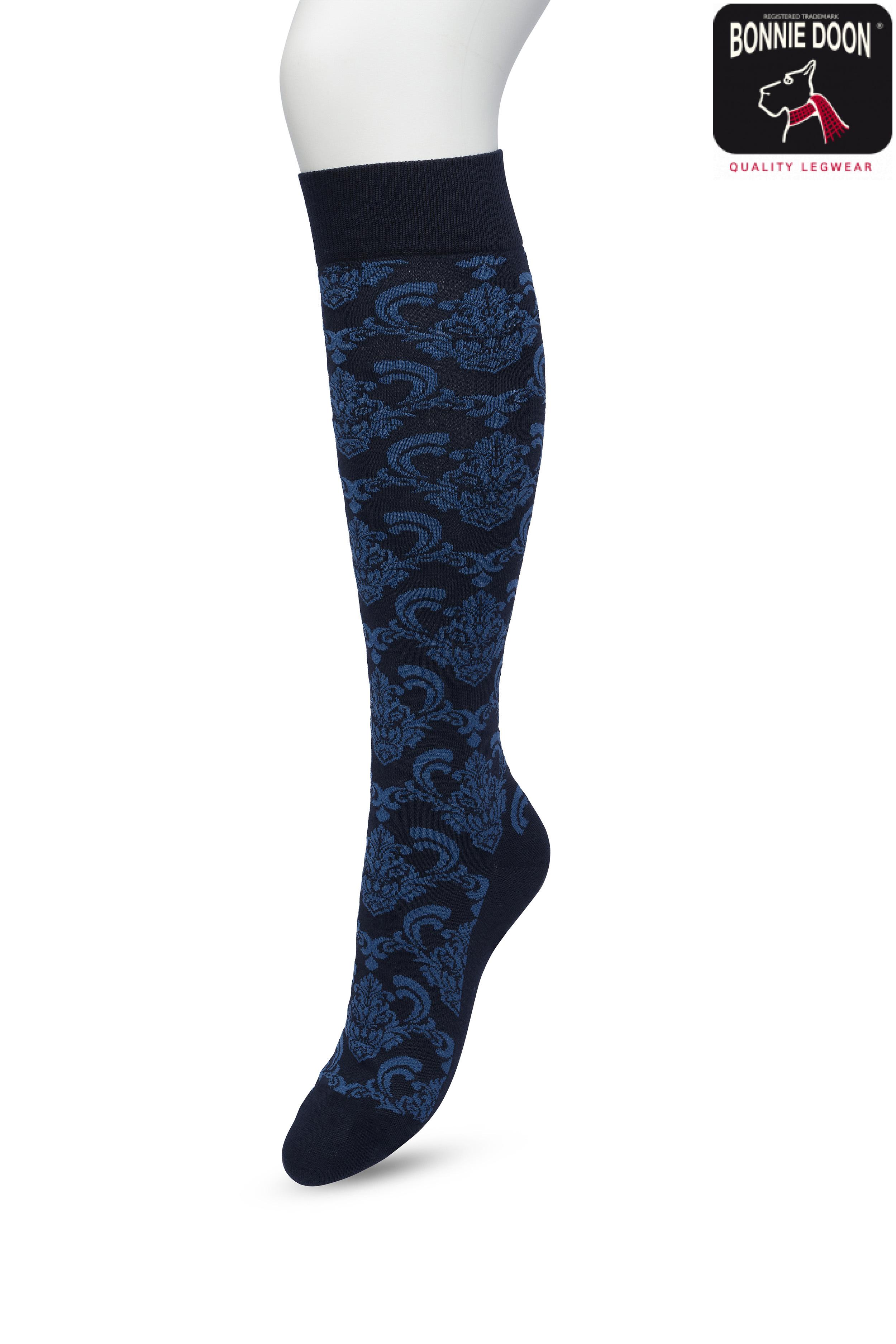 Ornament Knee high Sock Navy