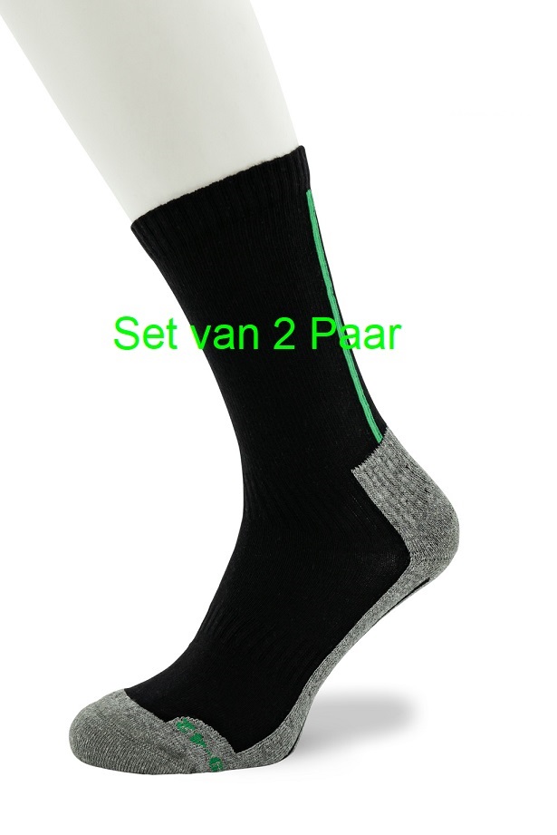 Working Sock Cotton set of 2 pairs Black green