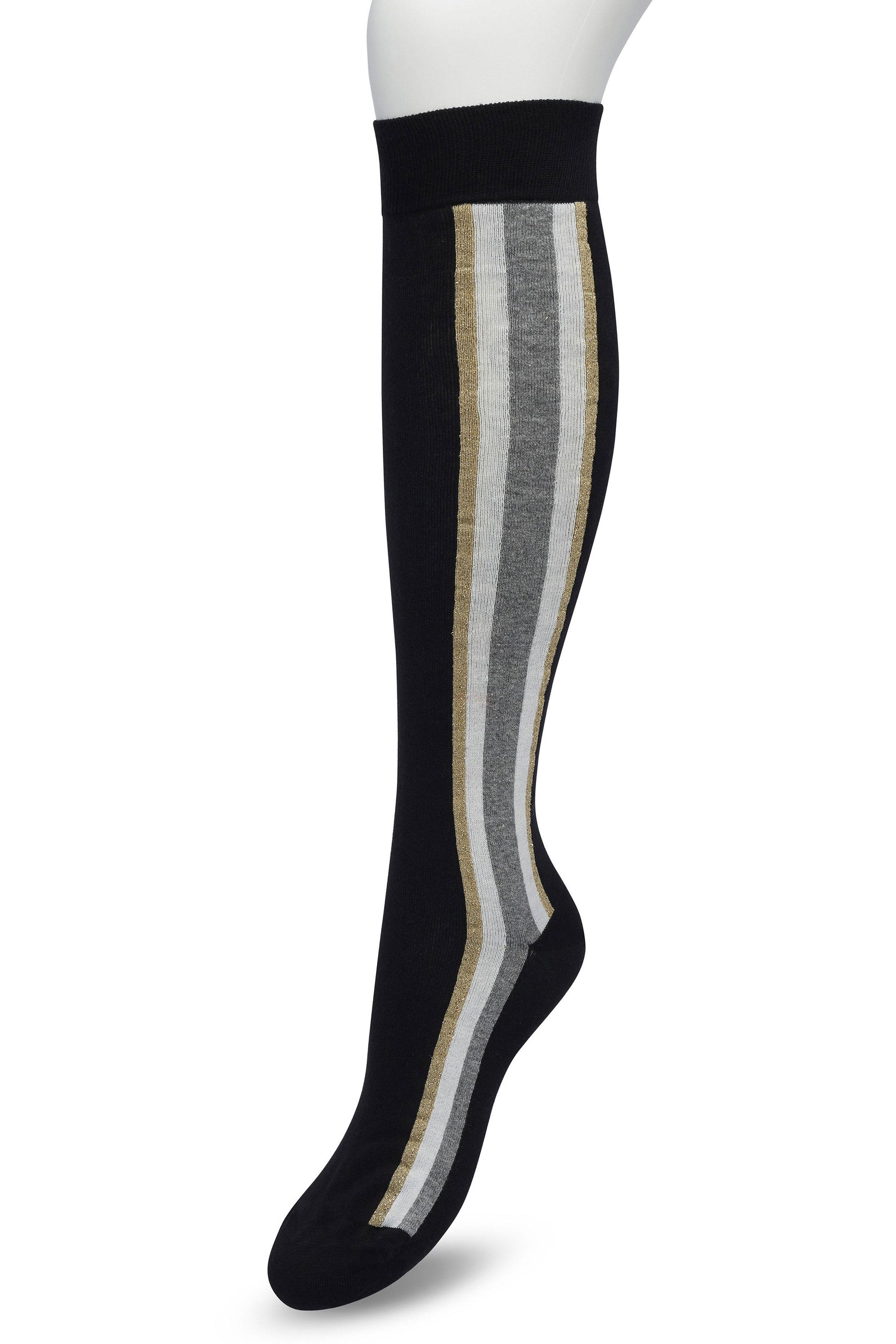 Sporty Stripe Knee Sock Black