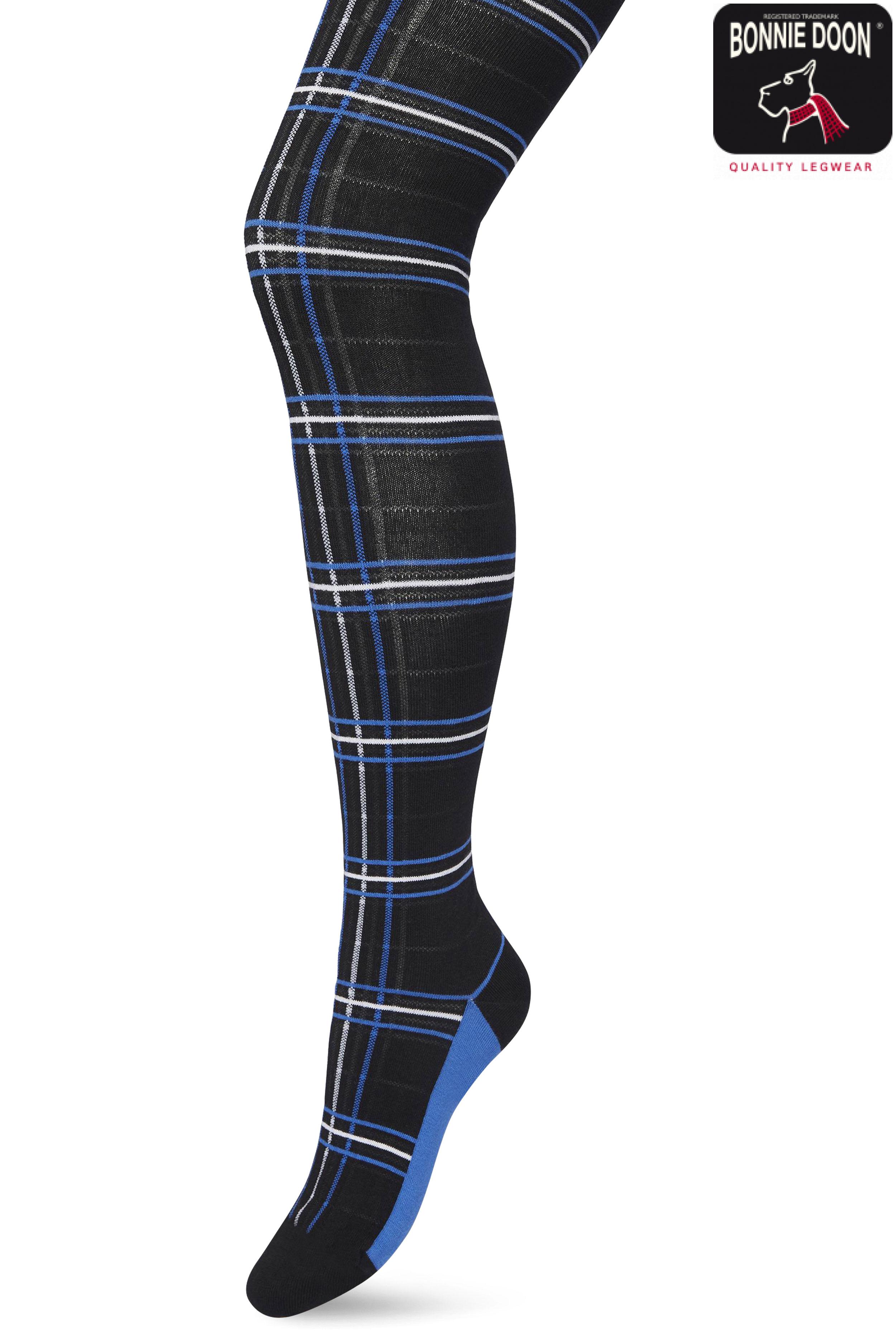 Checks tights Strong blue