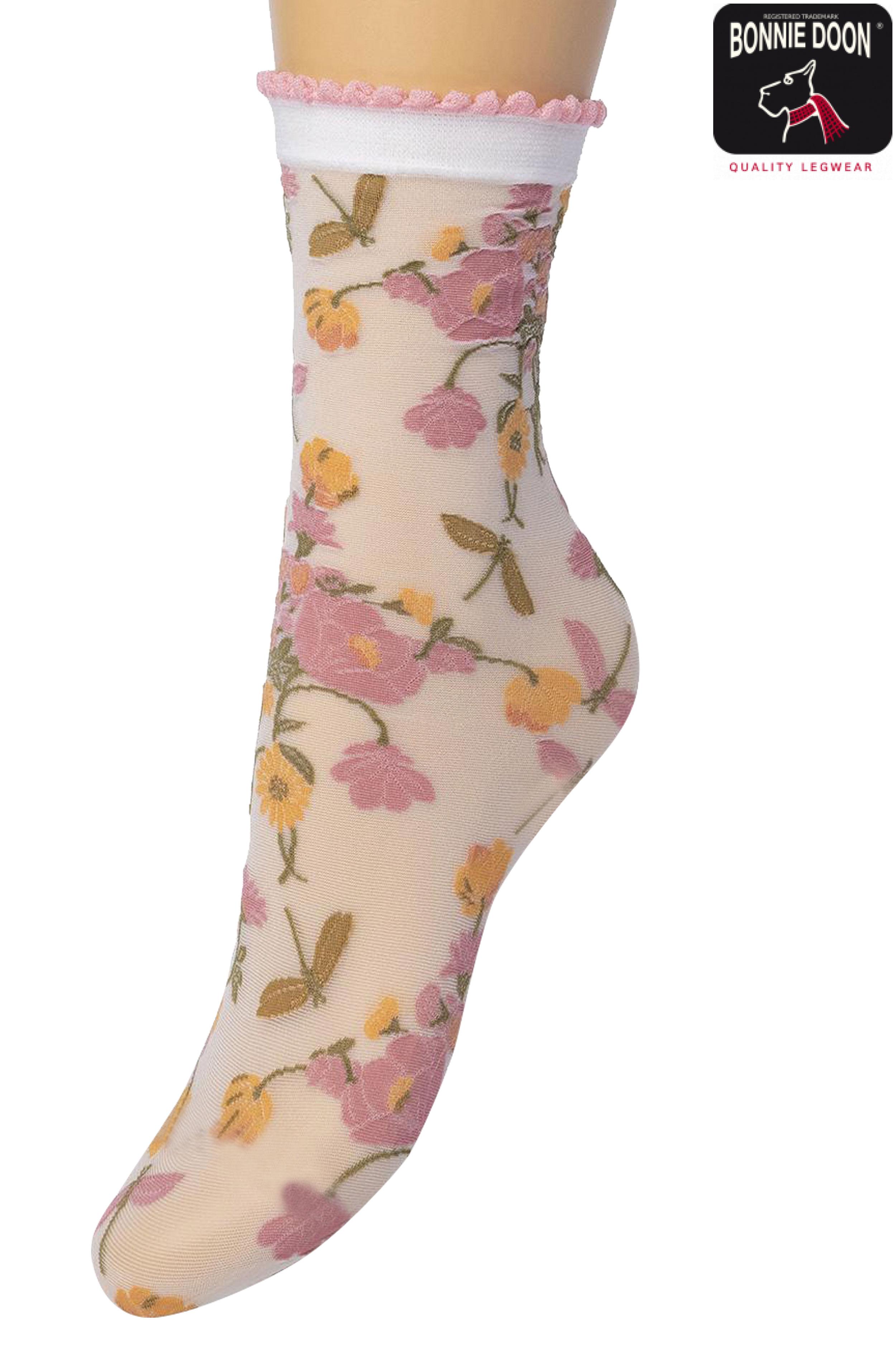 Retro Flower sock Flame orange