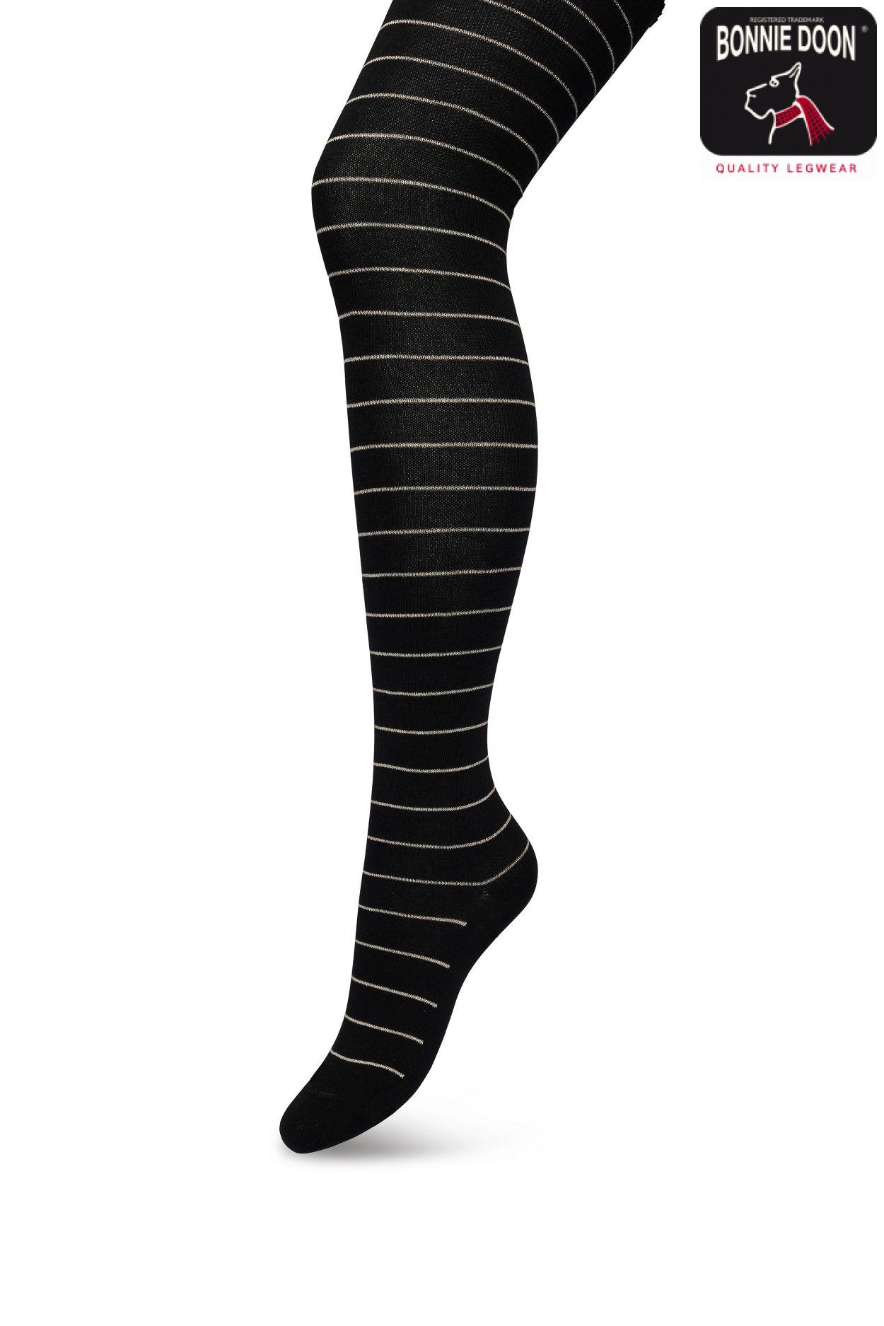 Lurex Stripe Tights Black