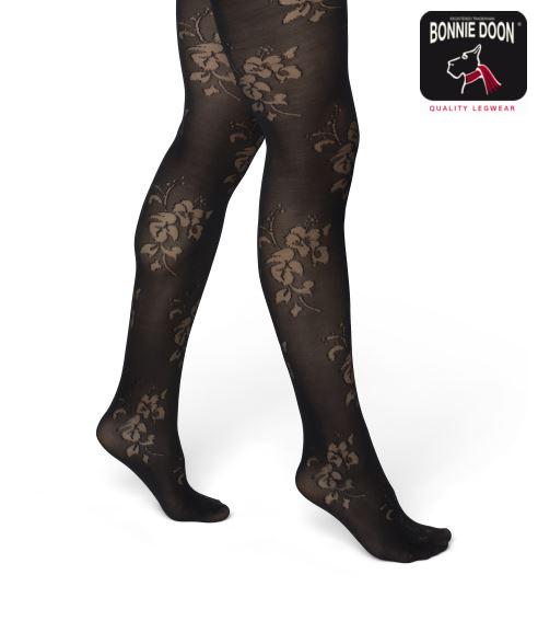 Rose Flower tights Black