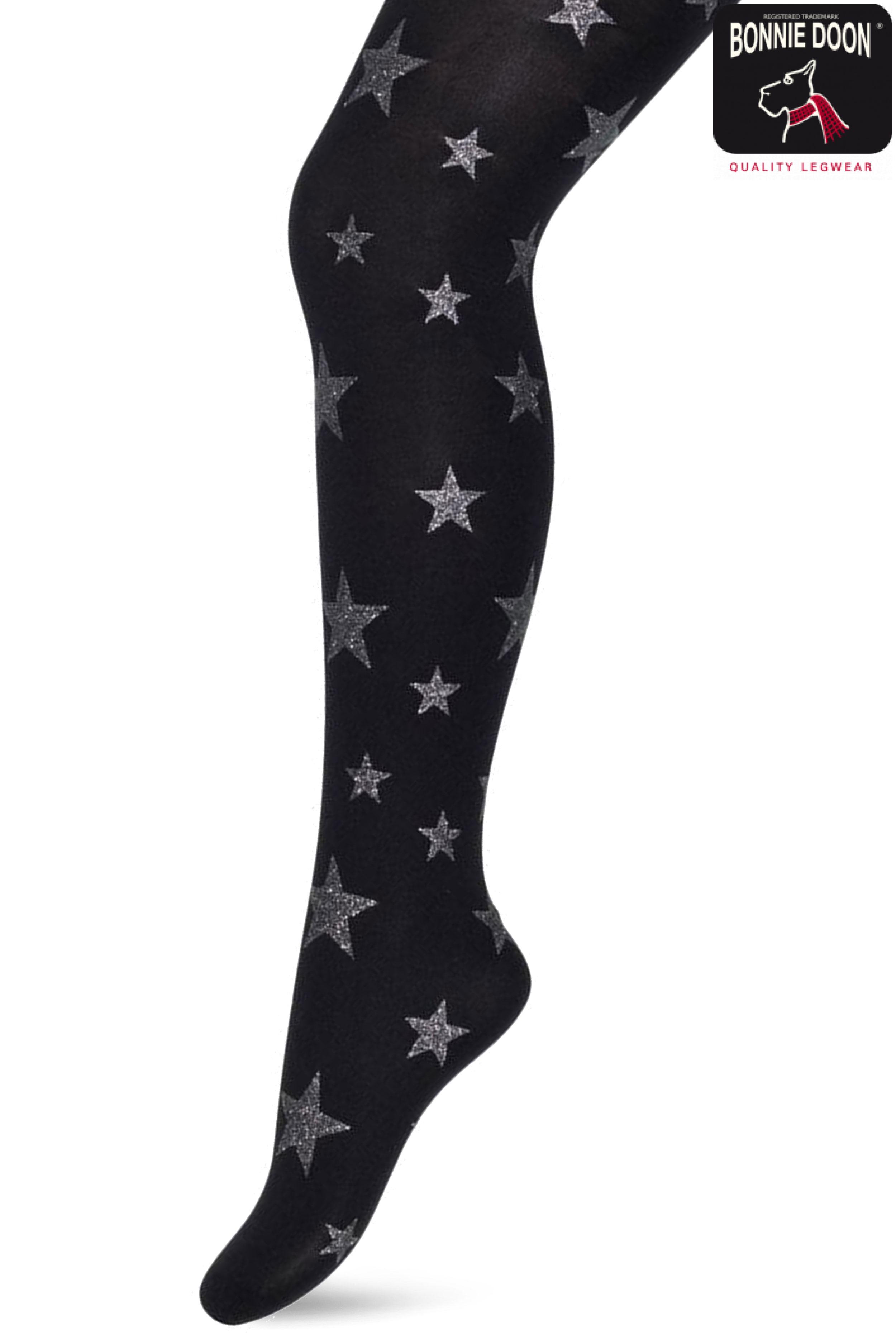 Twinkling stars tights Black silver